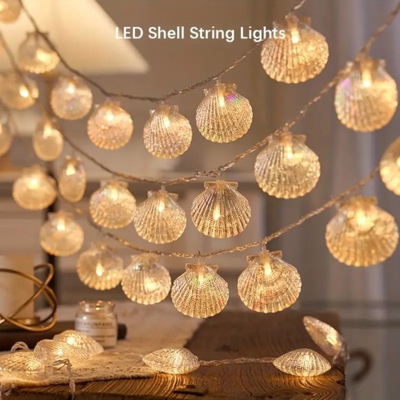 Seashells Fairy Lights - USB Powered with 20 LED Seashell - 9.8ft - Picture 6 of 7